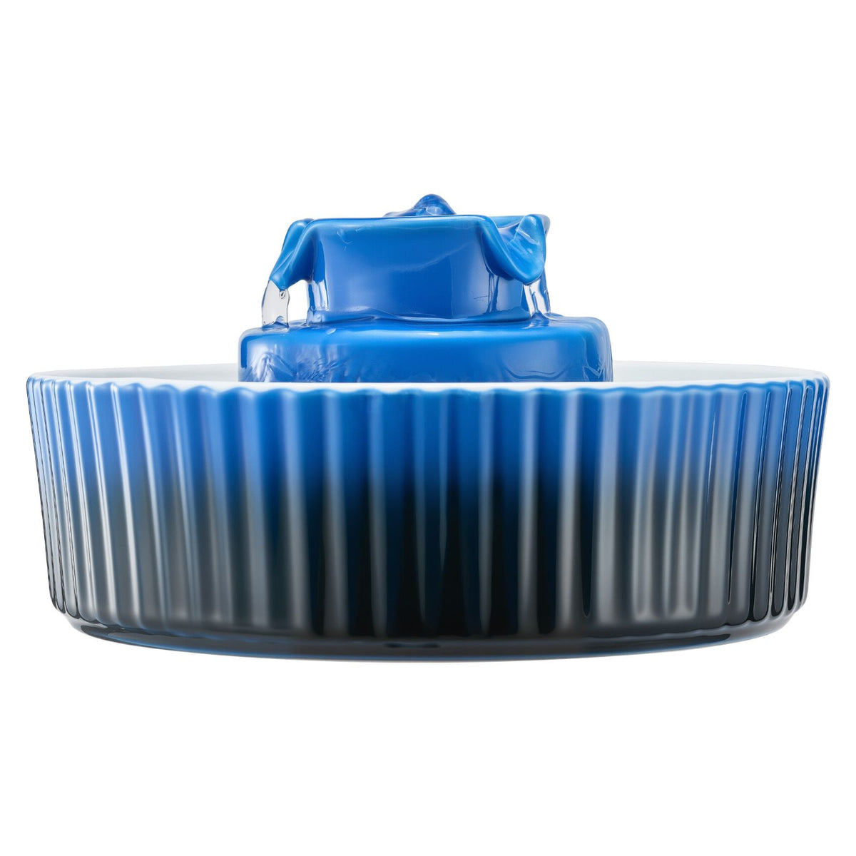 Ceramic Cat Water Fountain, 2.1 L Cupcake Pet Fountain, Porcelain Cat Water Dispenser with Ultra-Quiet Pump, 360° Drinking Area and Multi-Layer Filtration System, for Cats & Dogs Drinking(Blue)
