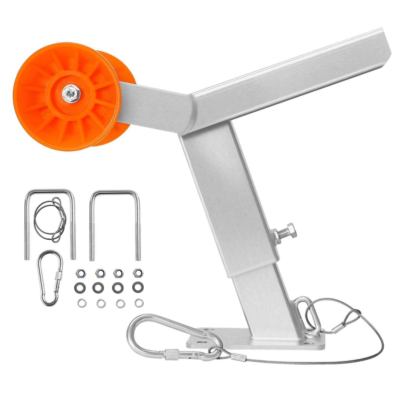 Boat Trailer Winch Stand with Roller, Adjustable Height 365-548 mm, Boat Winch Mount with U-Bolts for 50.8-76.2 mm W x 76.2-101.6 mm H Trailer Tongue, Fit for Jet Ski, Sailboat, Speedboat