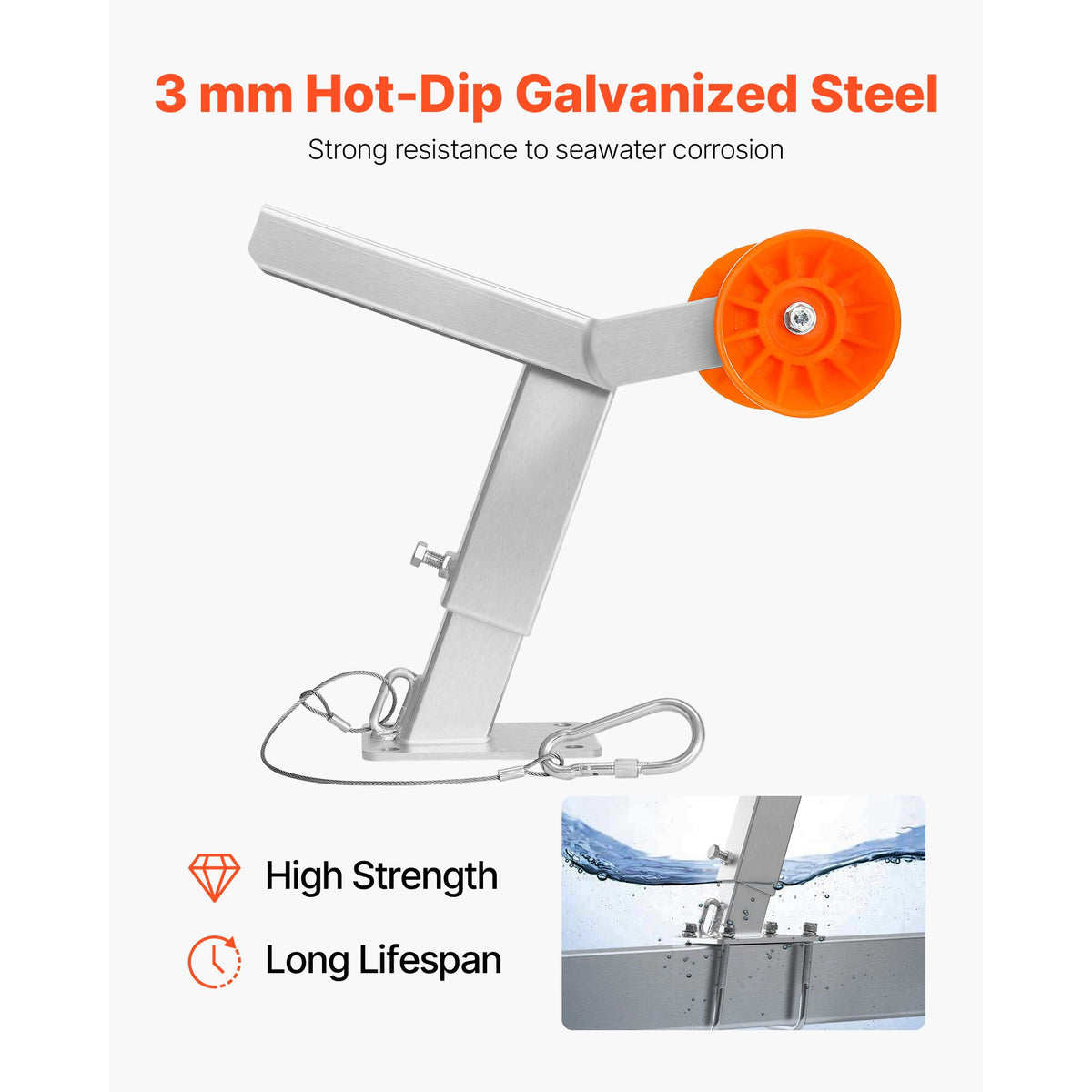 Boat Trailer Winch Stand with Roller, Adjustable Height 365-548 mm, Boat Winch Mount with U-Bolts for 50.8-76.2 mm W x 76.2-101.6 mm H Trailer Tongue, Fit for Jet Ski, Sailboat, Speedboat