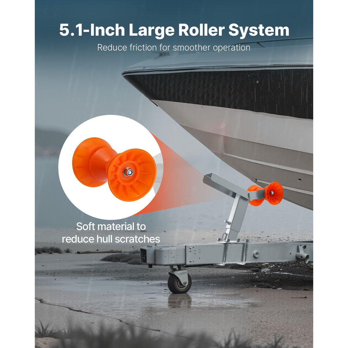Boat Trailer Winch Stand with Roller, Adjustable Height 365-548 mm, Boat Winch Mount with U-Bolts for 50.8-76.2 mm W x 76.2-101.6 mm H Trailer Tongue, Fit for Jet Ski, Sailboat, Speedboat