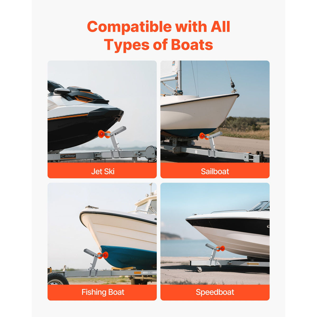 Boat Trailer Winch Stand with Roller, Adjustable Height 365-548 mm, Boat Winch Mount with U-Bolts for 50.8-76.2 mm W x 76.2-101.6 mm H Trailer Tongue, Fit for Jet Ski, Sailboat, Speedboat