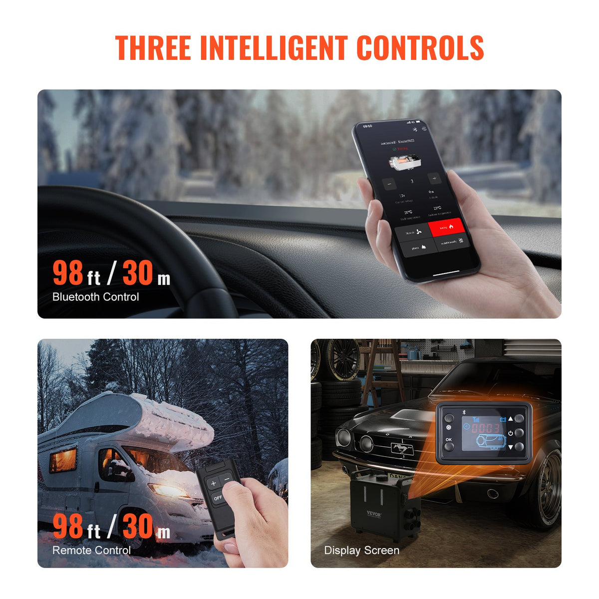 8KW Diesel Heater, 12V/24V All in One Diesel Air Heater, Bluetooth APP Control, Remote Control and Display Screen, CO Alarm, Fast Heating Vertical Portable Diesel Heater for Vehicles, Garage