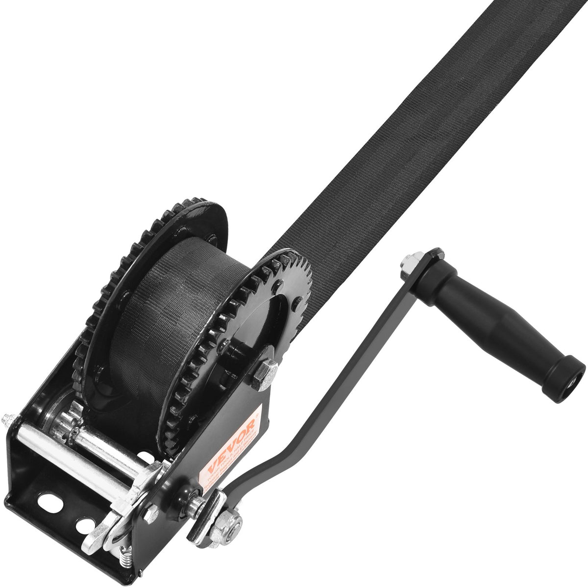 Hand Winch, 907.1 kg Pulling Capacity, Boat Trailer Winch Heavy Duty Rope Crank with 7 m Polyester Strap and Two-Way Ratchet, Manual Operated Hand Crank Winch for Trailer, Boat or ATV Towing