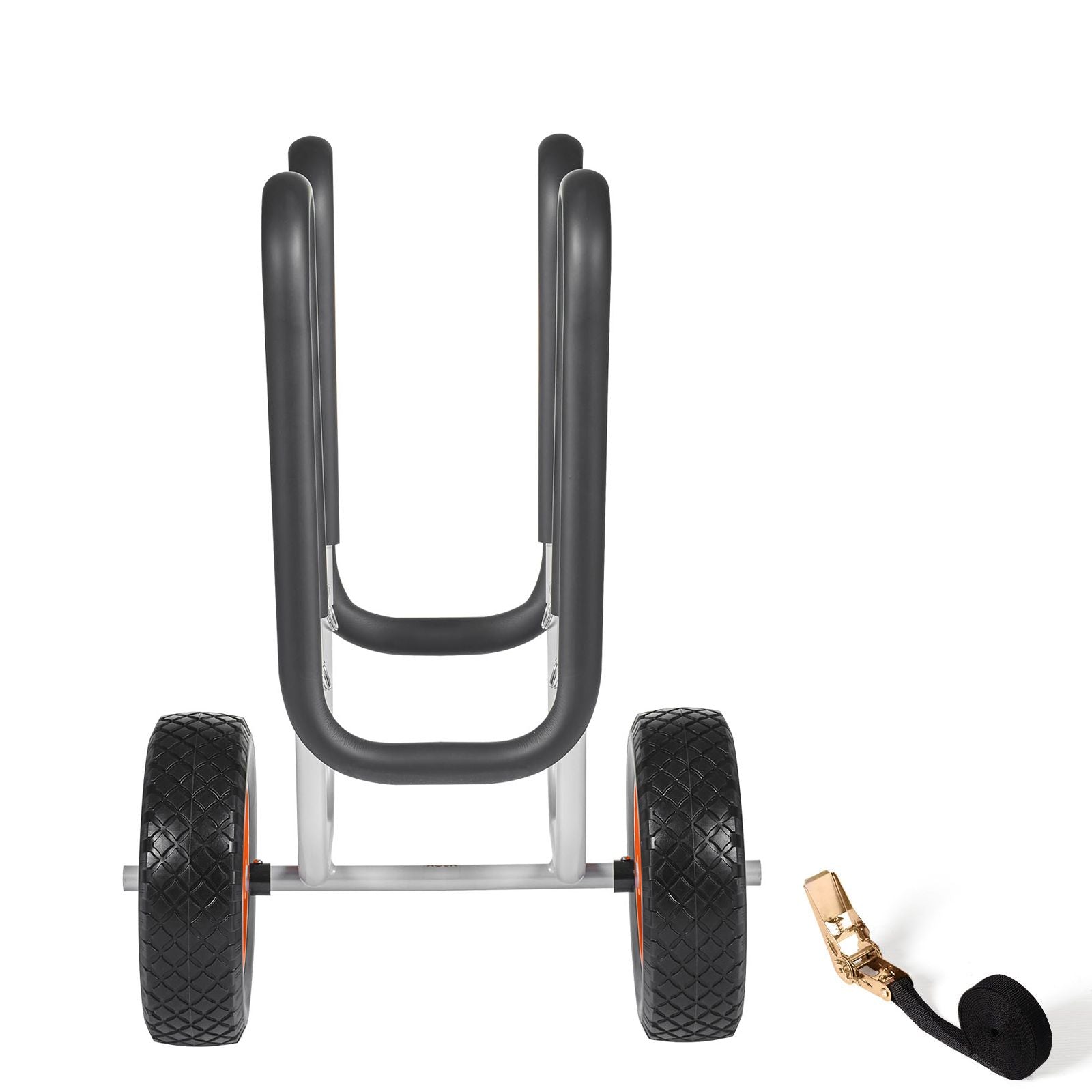 Kayak Cart, 68.0 kg Load Capacity, Stand Up Paddle Board Trolley with 25.4 cm Solid Rubber Tires & Kickstands, Paddle Board Carrier with Ratchet Strap for Paddleboard & Surfboard Transport