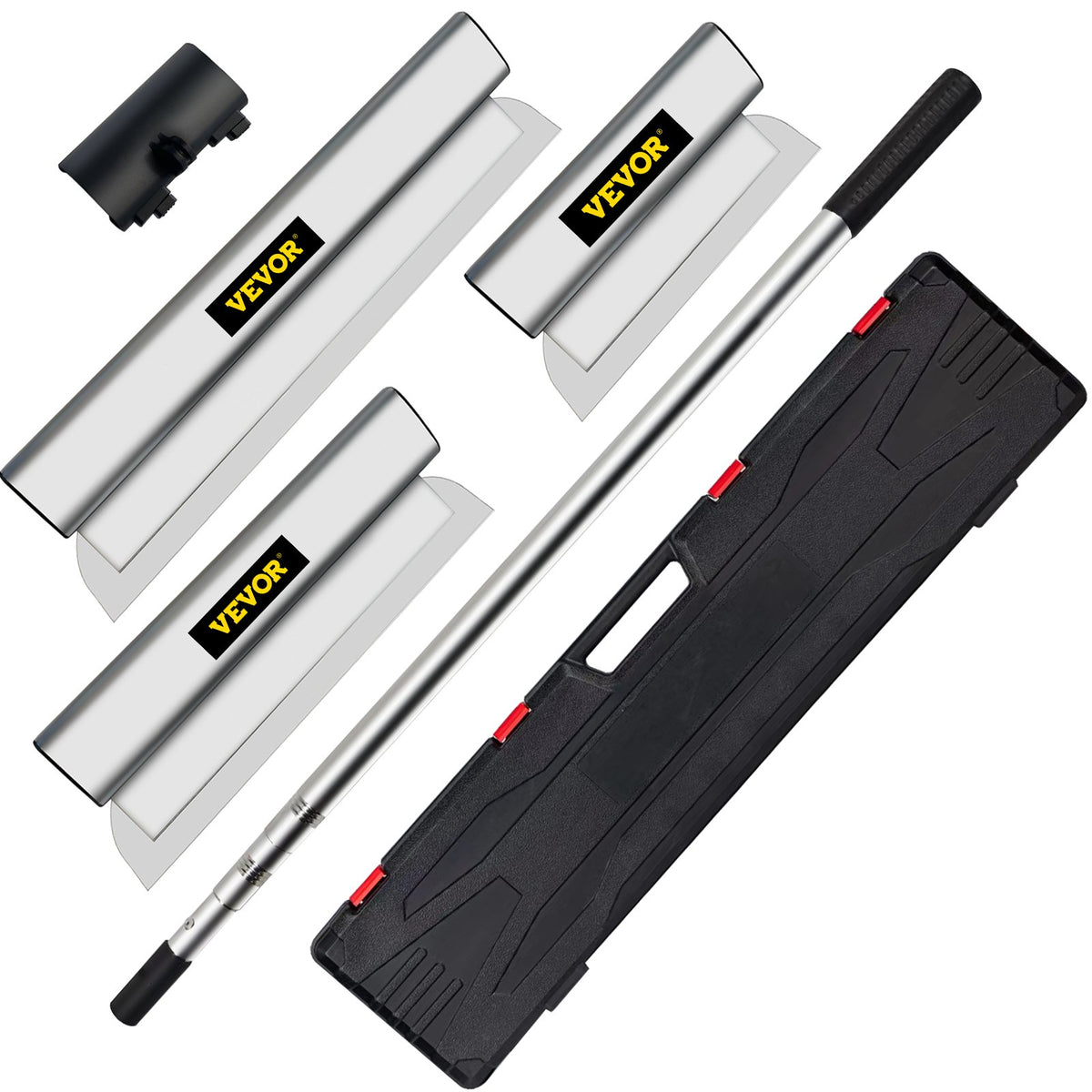 Skimming Blade Set,10"+16"+24" Blades + 35"-78" Extension Handle，European Stainless Steel Construction Knife, Aluminum Blade Profile Smoothing Knockdown Spatula for Gyprock/Drywall/Wall-Boa