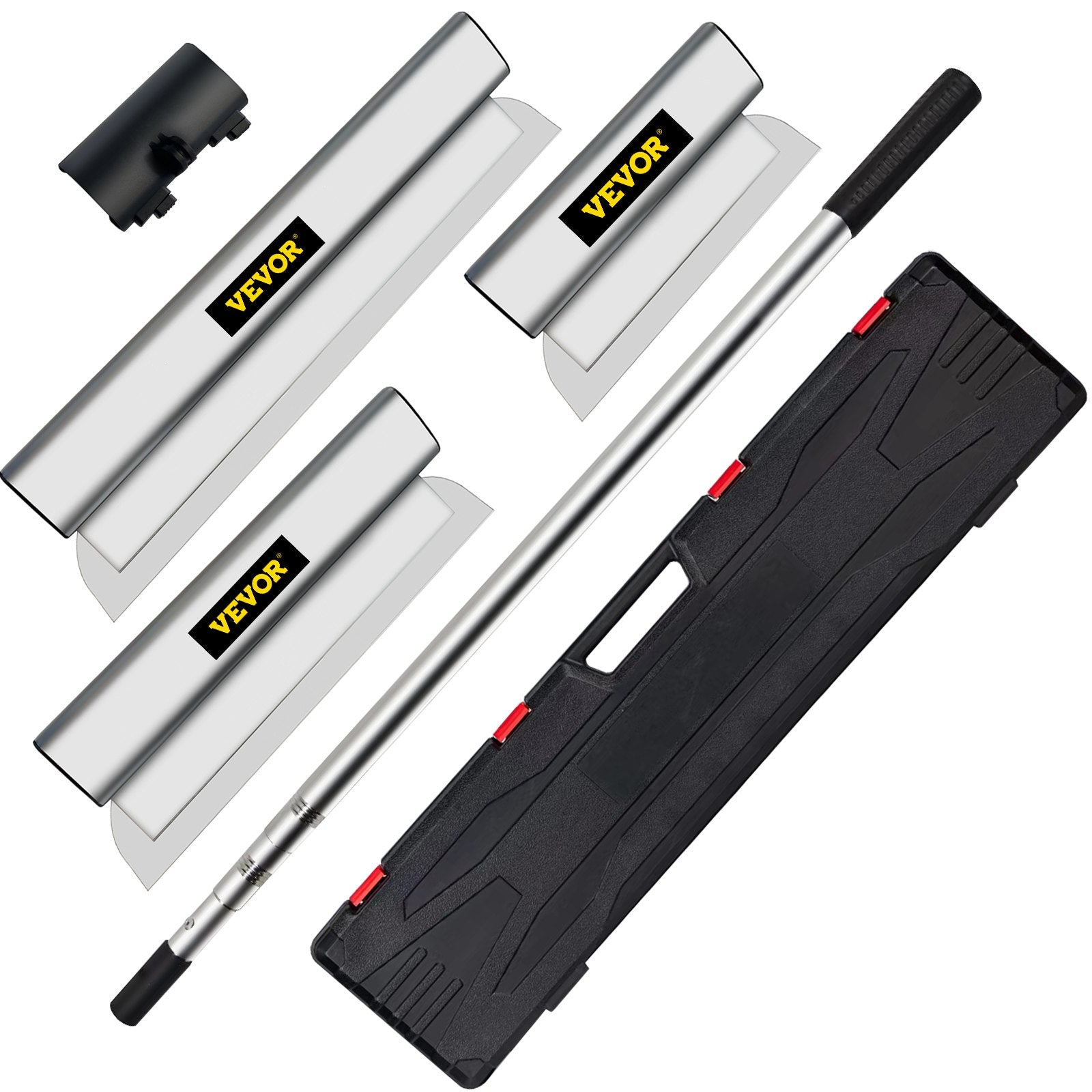 Skimming Blade Set,10"+16"+24" Blades + 35"-78" Extension Handle，European Stainless Steel Construction Knife, Aluminum Blade Profile Smoothing Knockdown Spatula for Gyprock/Drywall/Wall-Boa