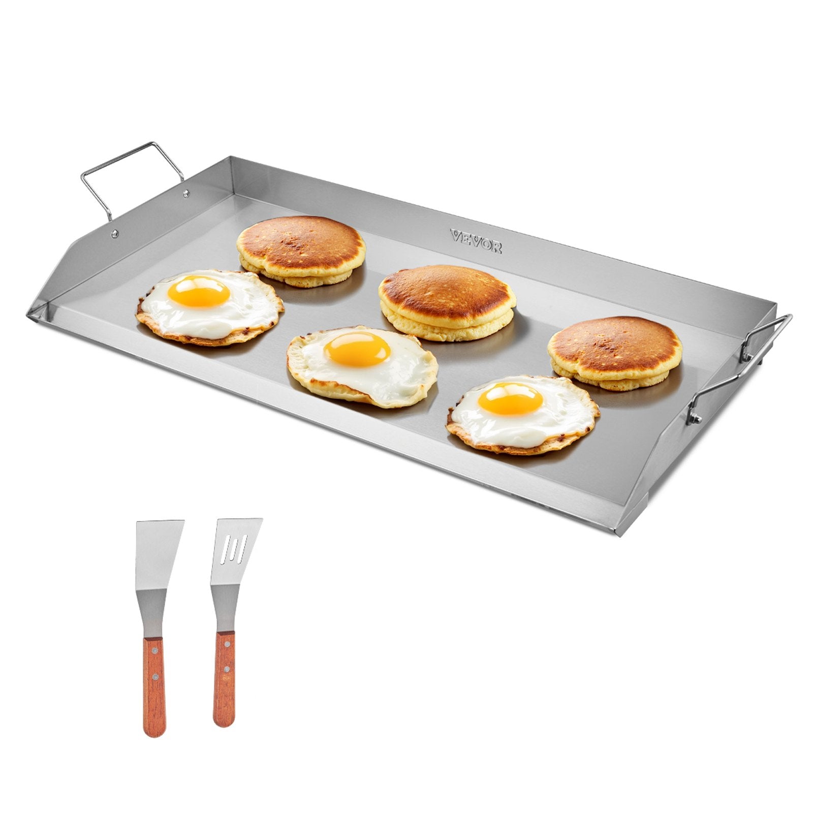 Stainless Steel Griddle, 32x16 inch Universal Flat Top Rectangular Plate, Gas Grill Griddle for BBQ Grill, Teppanyaki, Portable Family Cookware with Handle, for Camping Tailgating Party