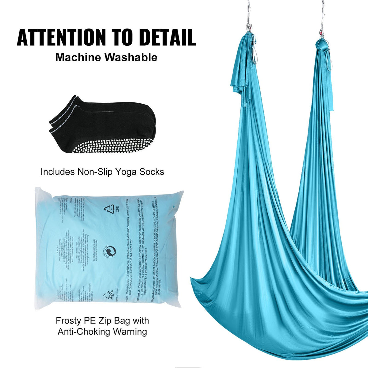 Aerial Silk & Yoga Swing, 10 m Length, Aerial Yoga Hammock Kit with 100gsm Nylon Fabric, Full Rigging Hardware & Easy Set-up Guide, Antigravity Flying for All Levels Fitness Bodybuilding, Blue