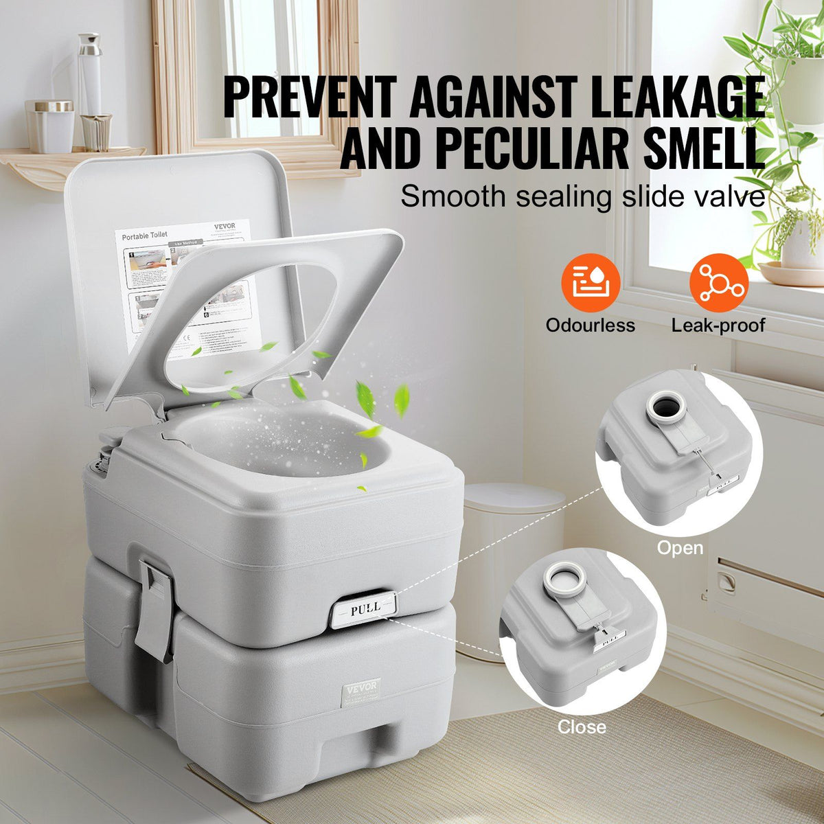 Portable Toilet for Camping, Porta Potty with Carry Bag, 5.3 Gal Waste Tank & 3.2 Gal Flush Tank, Push-Button Pressurized Flush Commode, Leak-proof and Odourless Travel Toilet for Camping Car