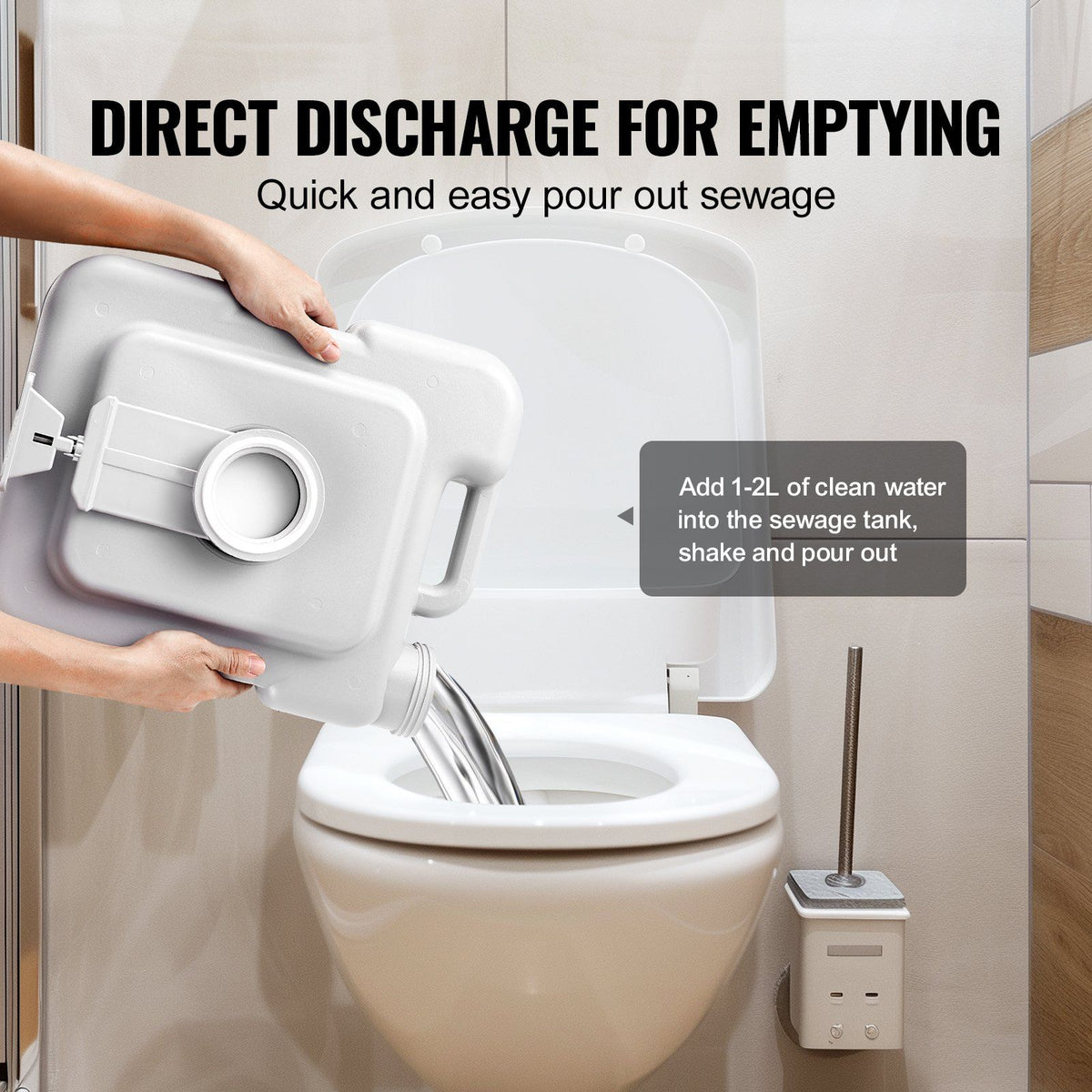 Portable Toilet for Camping, Porta Potty with Carry Bag, 5.3 Gal Waste Tank & 3.2 Gal Flush Tank, Push-Button Pressurized Flush Commode, Leak-proof and Odourless Travel Toilet for Camping Car