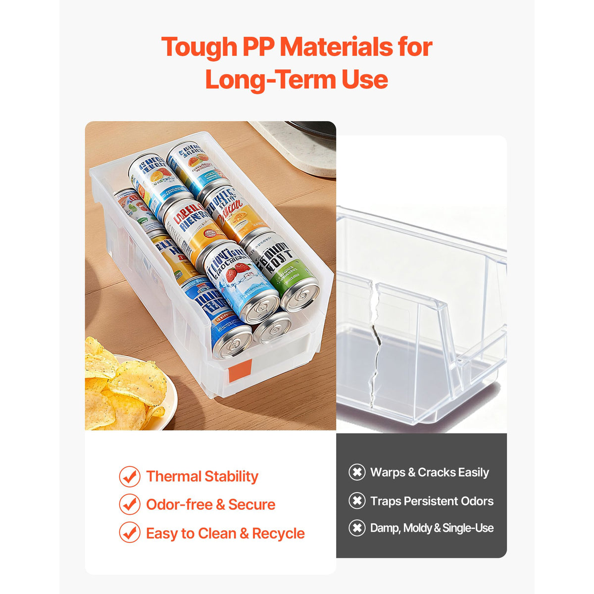 Plastic Stackable Storage Bins, 37.7 x 21.5 x 18 cm (6 Pack), Plastic Containers for Organizing & Storage Bins for Closet, Garage, Small Parts, Office Supplies, Other Accessories, Transparent