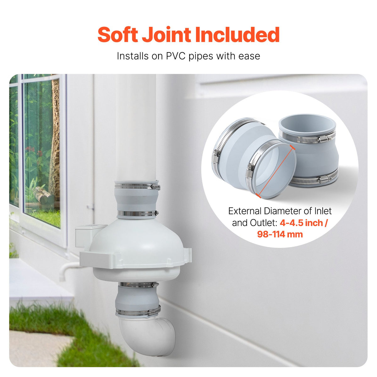 4" to 4.5" Radon Mitigation Fan System Quiet 190CFM Inline Duct Waterproof