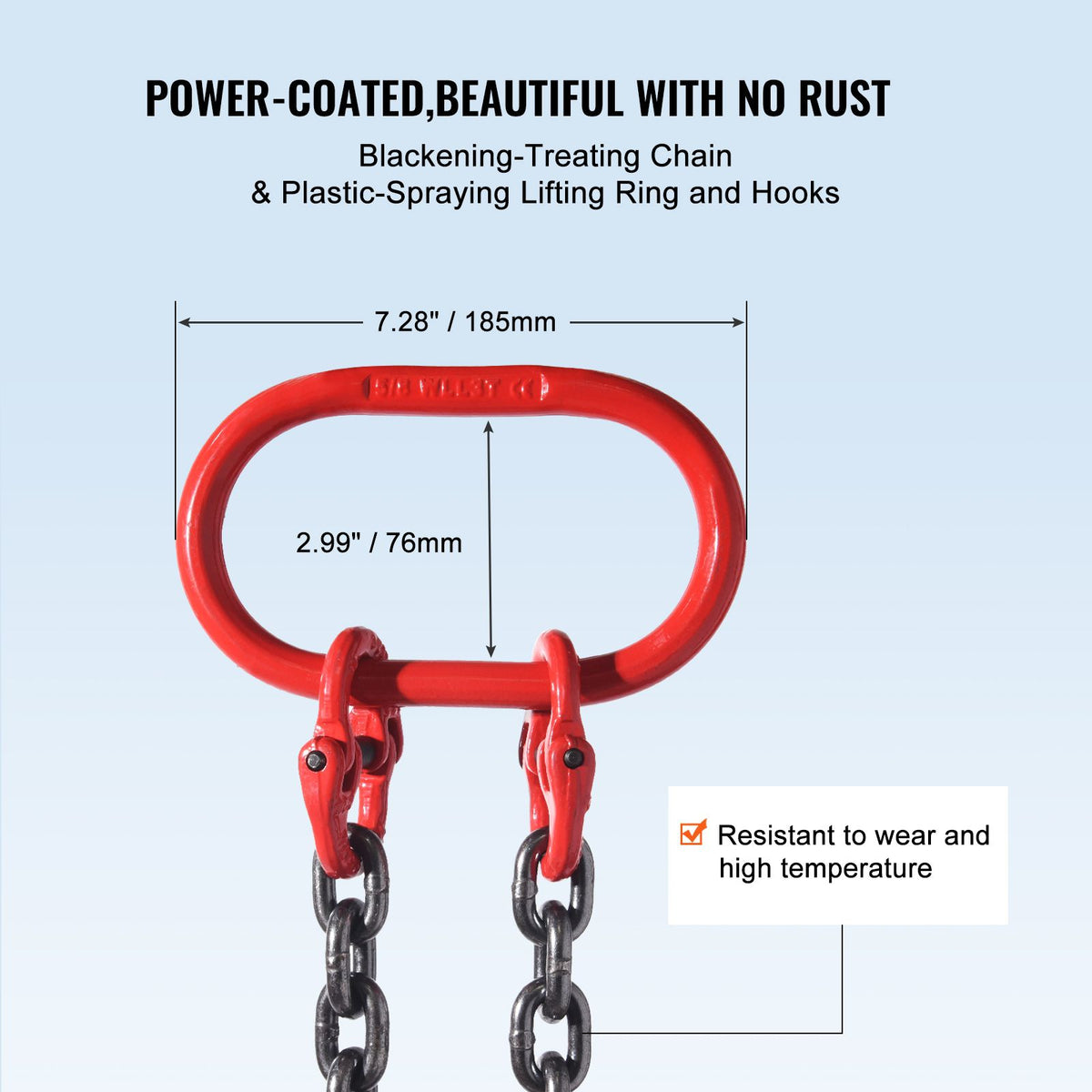 Chain Sling, 8 mm x 150 cm Lifting Chains with Hooks, G80 Engine Chain Hoist Lifts, 3 Ton Capacity Lifting Sling Chains for Engine Hoist, Engine Lift Chain with 2 Leg Grab Hooks, Heavy Duty