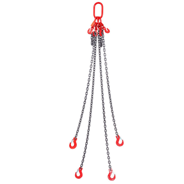 Chain Sling, 8 mm 150 G80 5 Lift Chain 4 Leg Grab Hooks & Adjusters Heavy Duty
