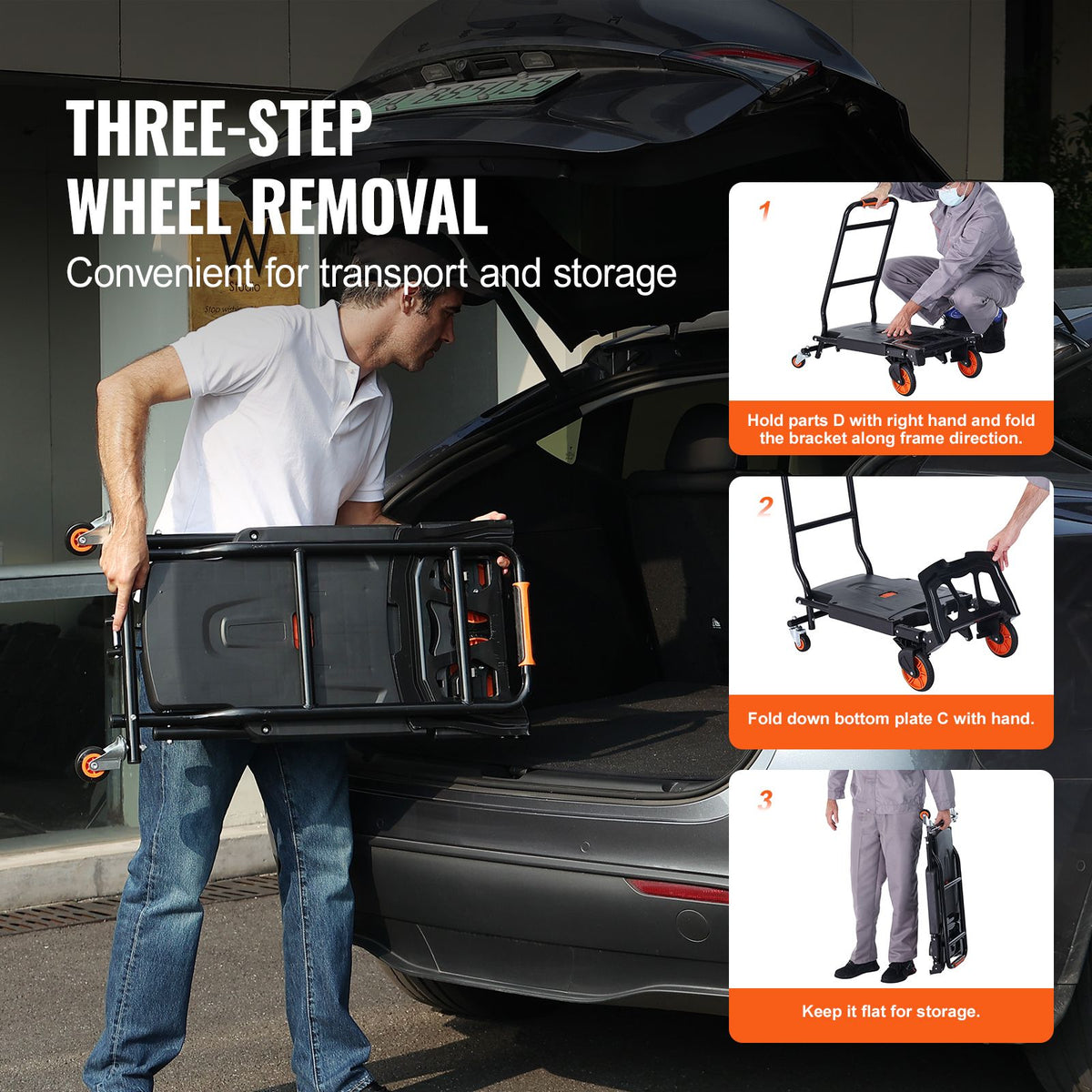 Aluminum Hand Truck, 2 in 1, 136 kg Max Load Capacity - V952-DGNSTHC300BE75URLV0