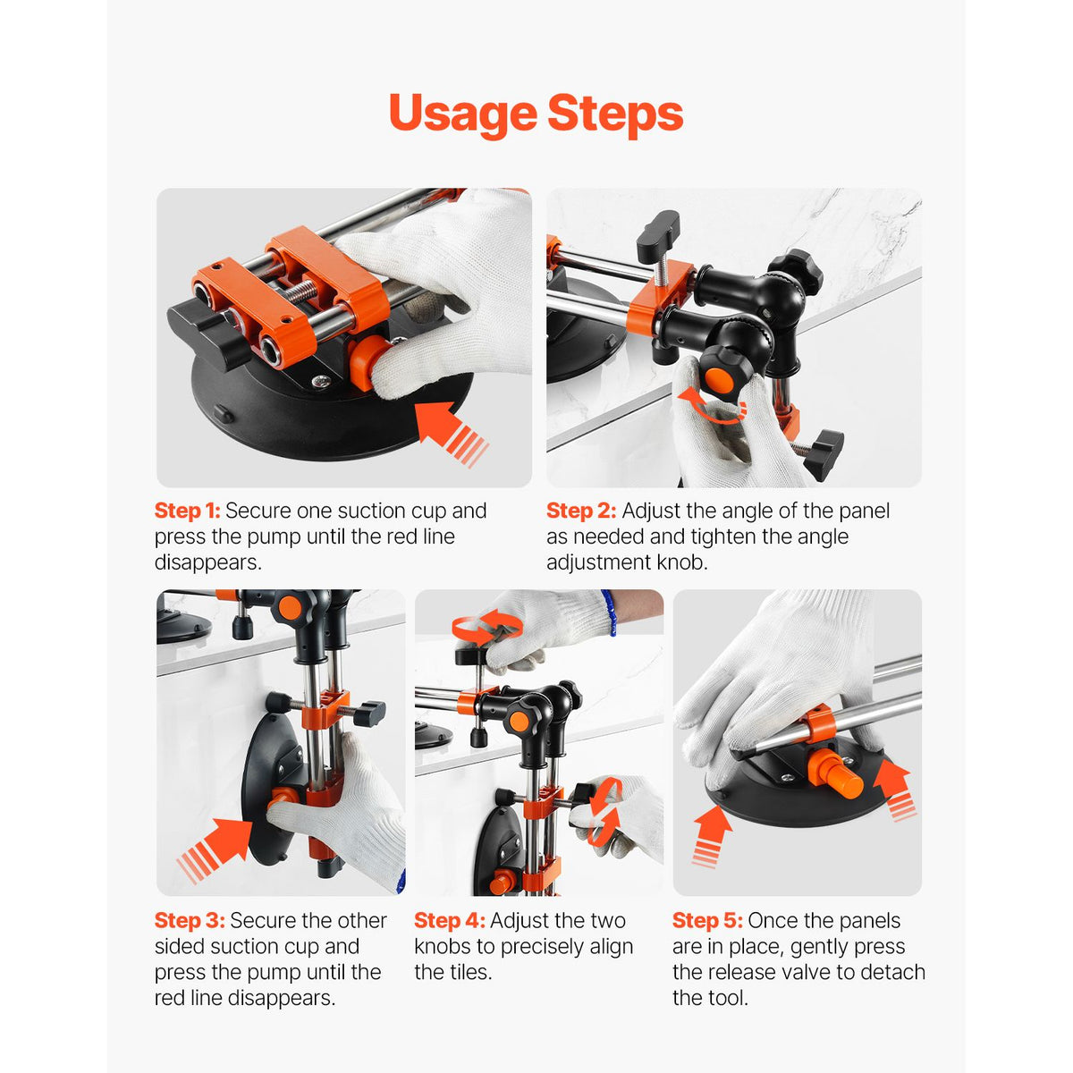 Seamless Seam Setter, 2 Packs Granite Seam Setter with 6 in Vacuum Suction Cups, Seam Joiner for Seam Joining & Leveling, 90°-120° Adjustable, Countertop Installation Tool for Tile Marble Slab