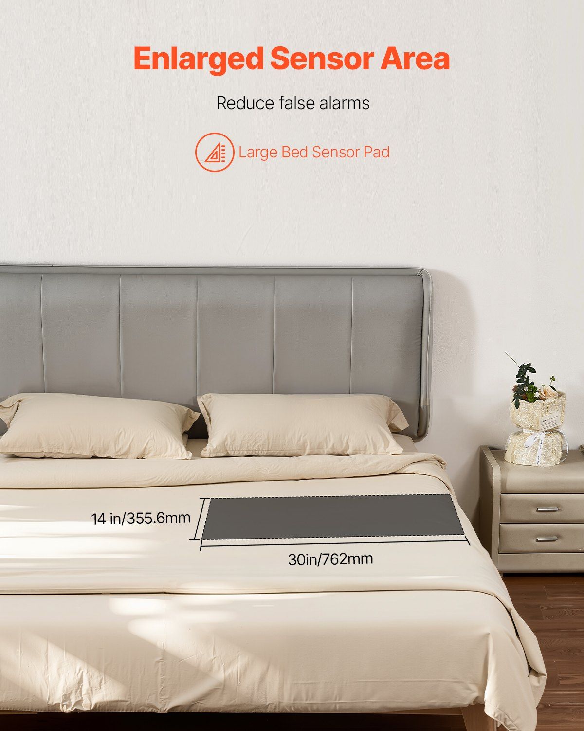 Bed Alarm System for Elderly Adults, 14 x 30-inch Wireless Bed Sensor Pad with Pager, Safety Bed Alarms and Fall Prevention Pad for Home, Hospital, Rehabilitation Center