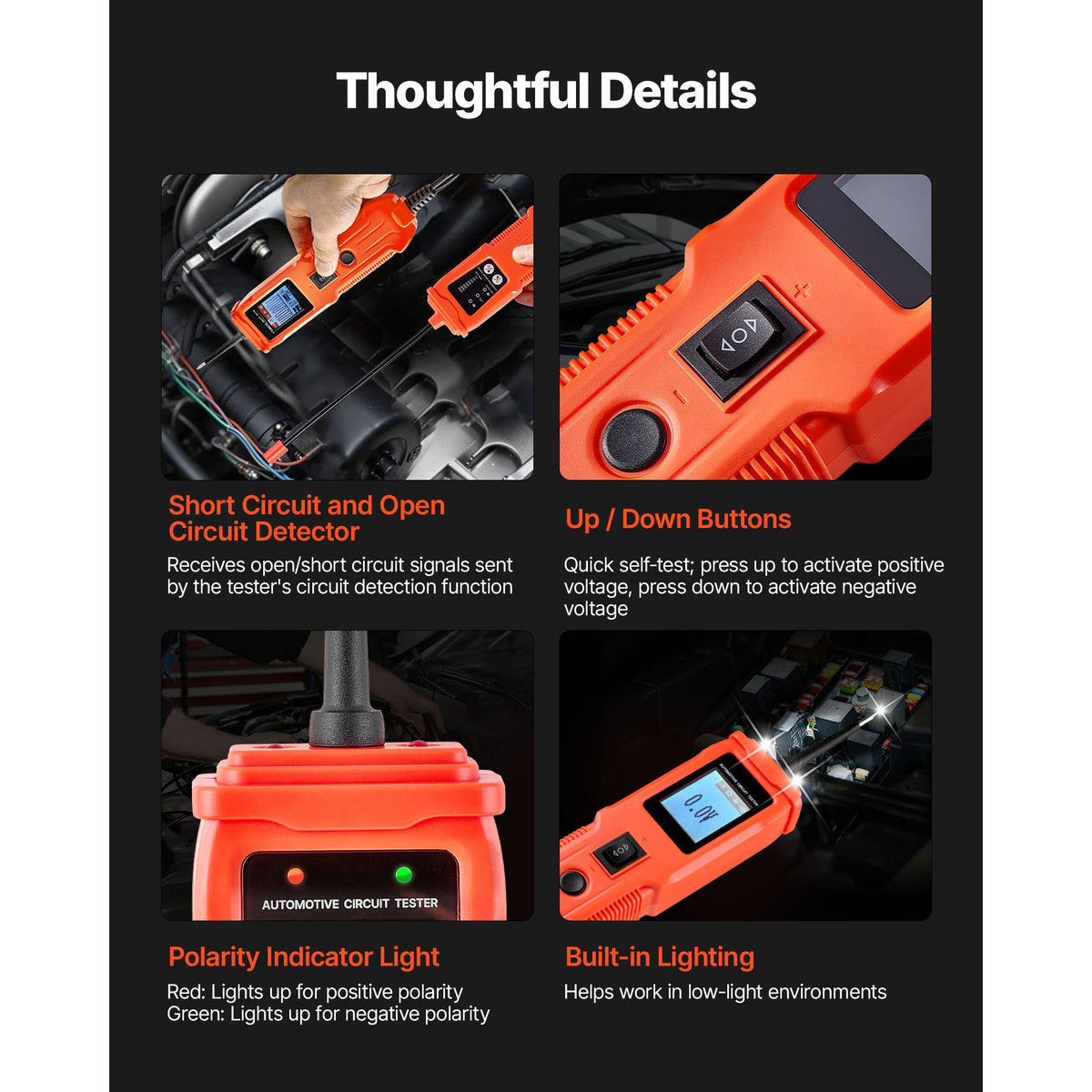 Automotive Circuit Tester Kit, 8 - 35 DCV Power Circuit Probe Tester with TFT Color Display and Lighting, 2-in-1 Electrical Automotive Power Tester Probe with 19.7 ft / 6 m Extension Cable
