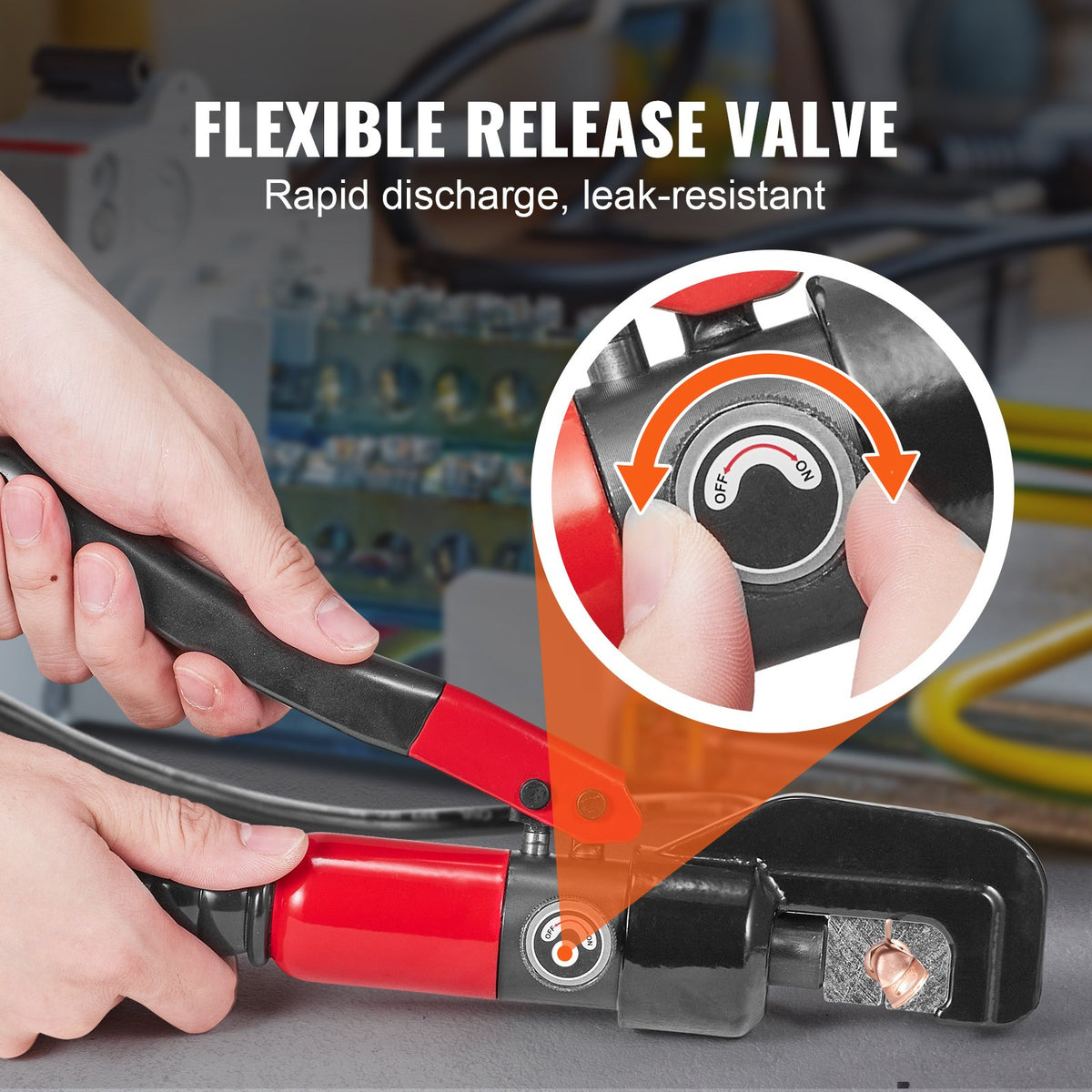 Hydraulic Crimping Tool with 9 Sets of Dies AWG12-2/0 Copper And Aluminum Terminal Battery Lug Crimper, with a Cutting Pliers, Gloves, 5pcs Copper Ring Connectors, 8pcs Heat Shrink Sleeves