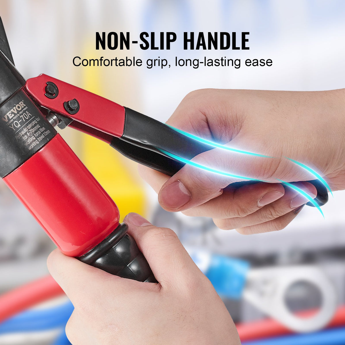 Hydraulic Crimping Tool with 9 Sets of Dies AWG12-2/0 Copper And Aluminum Terminal Battery Lug Crimper, with a Cutting Pliers, Gloves, 5pcs Copper Ring Connectors, 8pcs Heat Shrink Sleeves