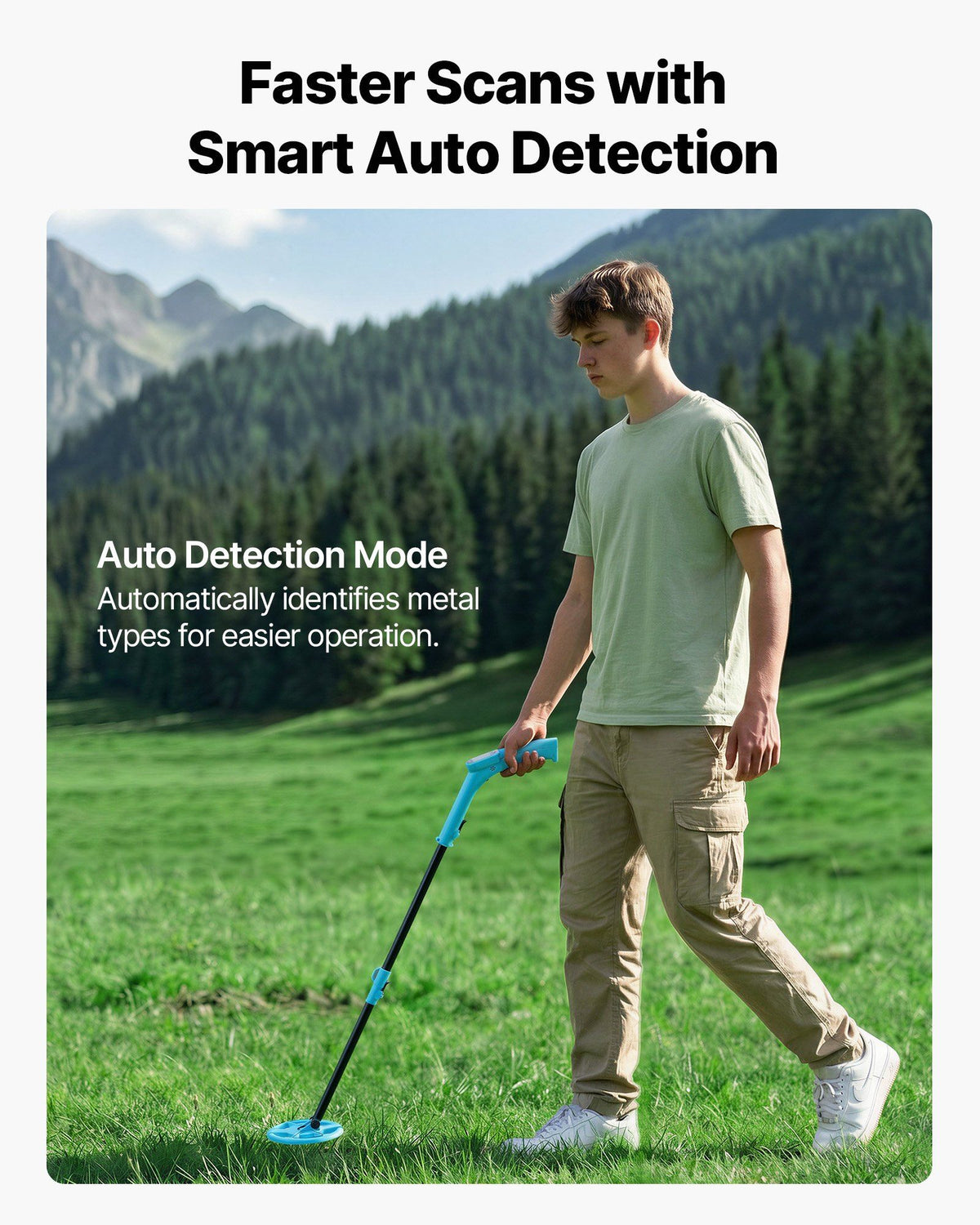 Metal Detector, 101.6 mm, Lightweight Metal Detector with LCD Display, 152.4 mm IP68 Waterproof Search Coil, Adjustable 650-930 mm Gold Detector, Easy to Use, for Detecting Gold Exploration