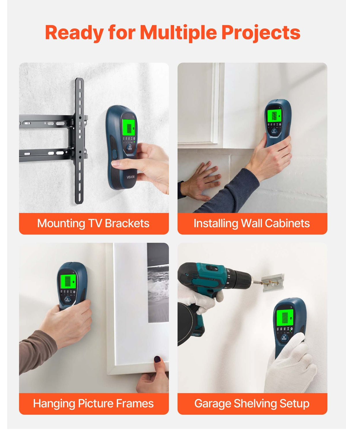 Stud Finder Wall Scanner, 5 in 1, Electronic Wall Stud Detector with Smart Sensor, High-Definition LCD Display and Audio Alarm, for the Center and Edge of Metal, AC Wire, Joists, Pipes, Blue