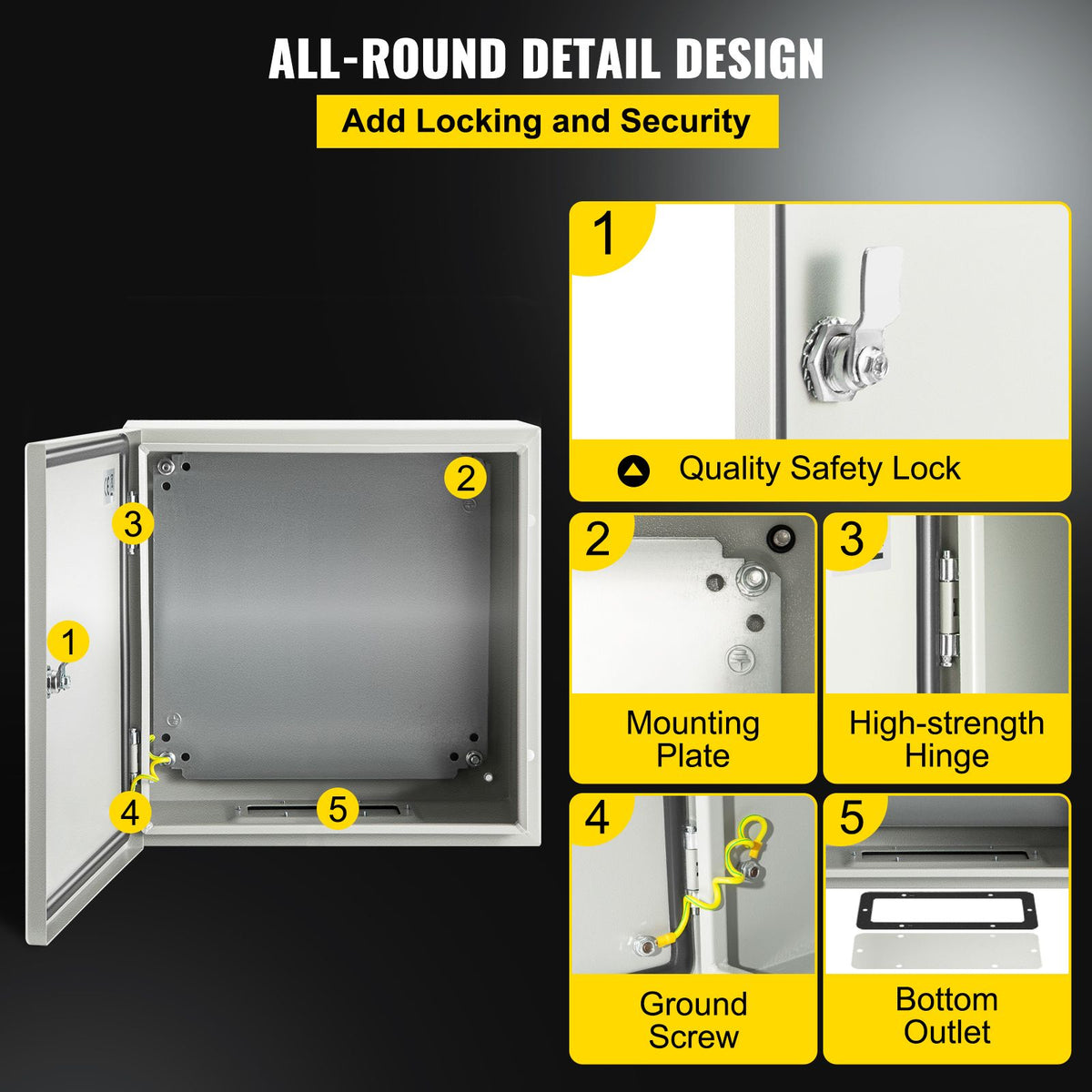 NEMA Steel Enclosure, 12 x 12 x 6''steel electrical box
electrical enclosur NEMA 4X Steel Electrical Box, IP66 Waterproof & Dustproof, Outdoor/Indoor Electrical Junction Box, with Mounting Plat