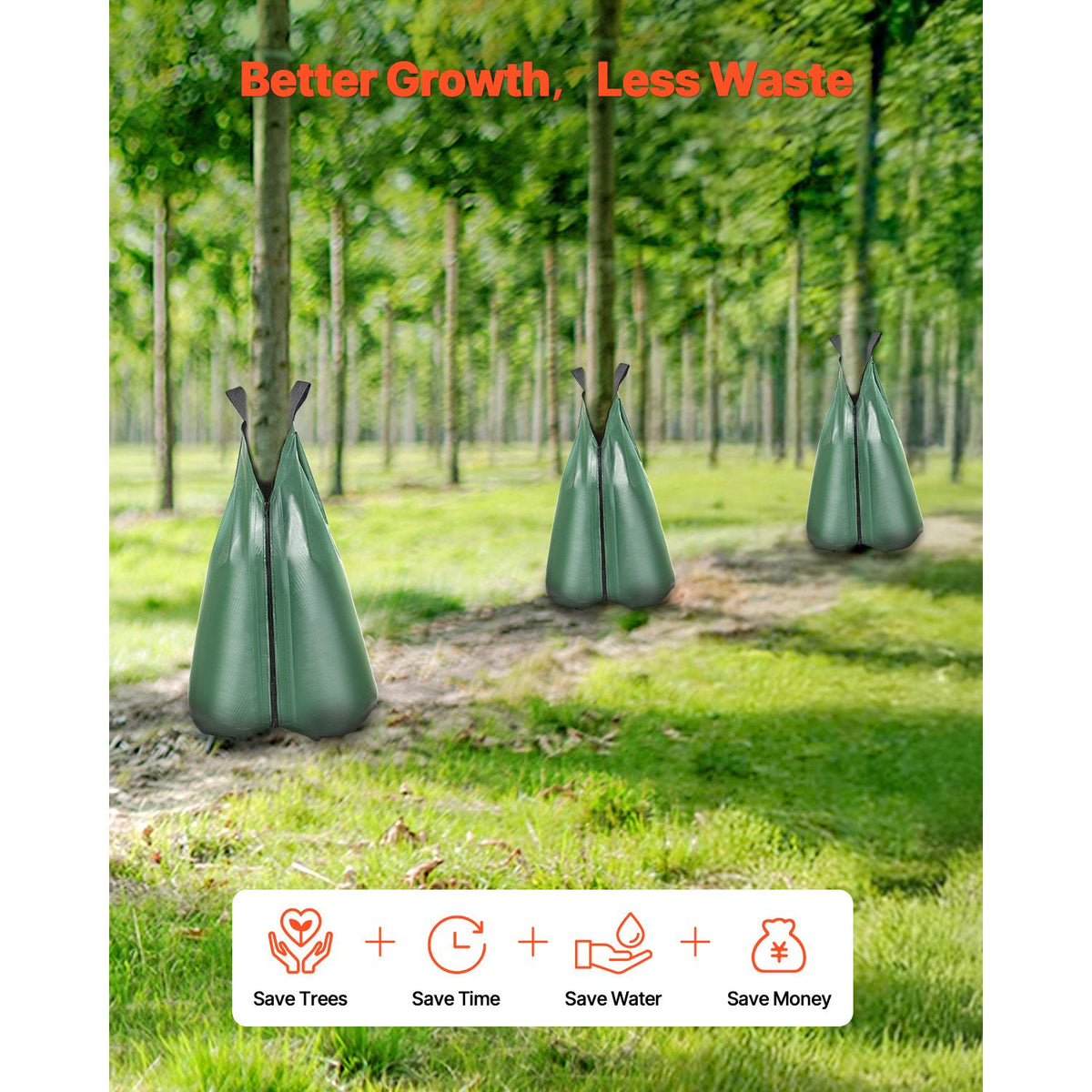 Tree Watering Bag, 12 Packs 20 Gallons Watering Bags for New Trees, 5-9 Hours Slow Release Refillable Tree Drip Irrigation Bags with Zipper, Durable Tree Watering System for Deep Root Targeting