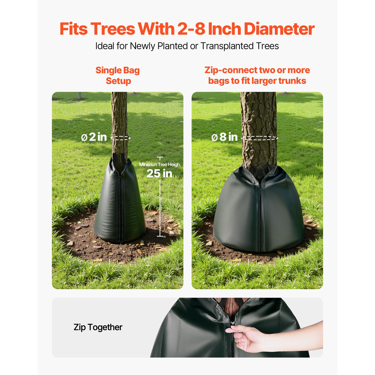 75.7 L Tree Watering Bags, 4 Pack 3-4 Hours Slow Release Gator Bags for Trees, Heavy Duty PE Tree Drip Irrigation Bag with Zipper, Durable & Reusable Deep Root Shrub Watering Bag