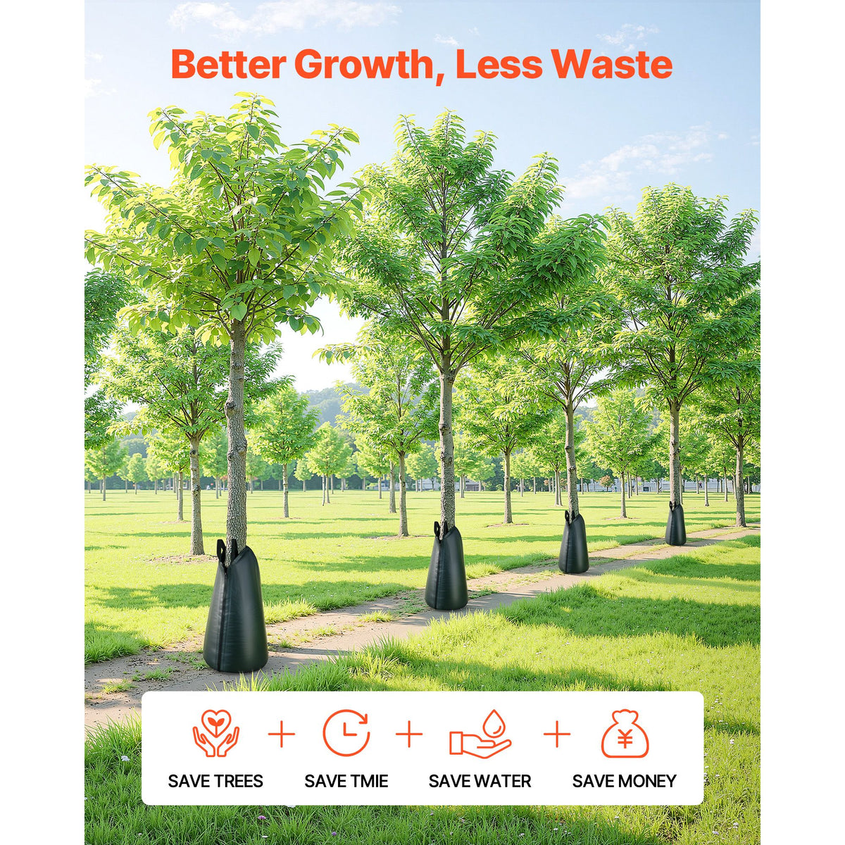 75.7 L Tree Watering Bags, 4 Pack 3-4 Hours Slow Release Gator Bags for Trees, Heavy Duty PE Tree Drip Irrigation Bag with Zipper, Durable & Reusable Deep Root Shrub Watering Bag