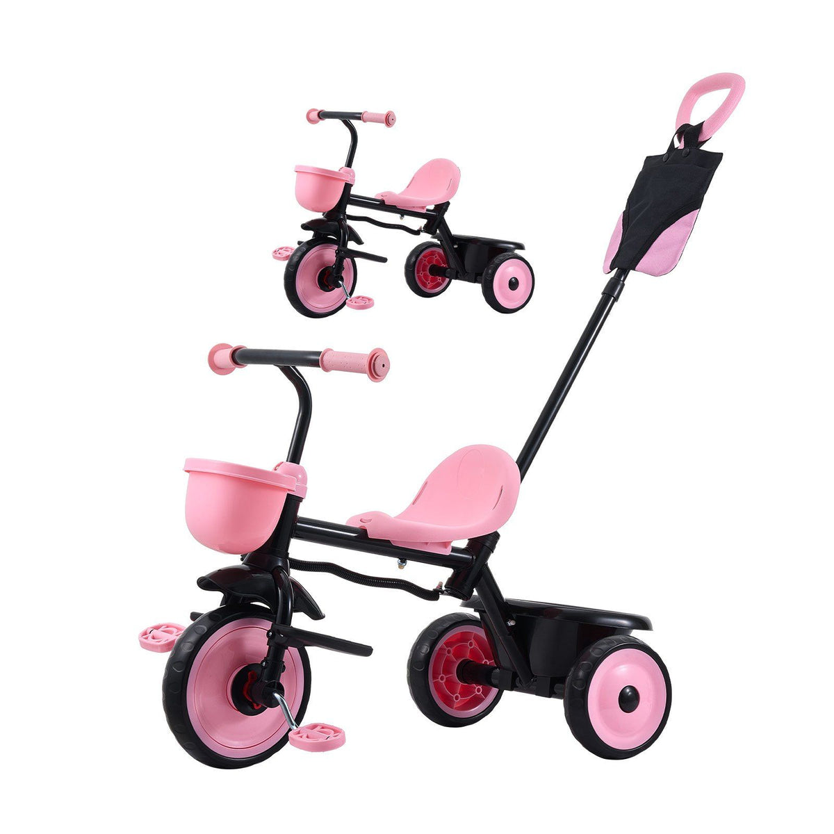 Toddler Tricycle & Stroller for 18 Months to 5 Year Old, Kids Trike with Parent Push Handle, Adjustable Seat & Storage for Outdoor Play, Tricycle for Toddlers, Birthday Toy for Boys and Girls