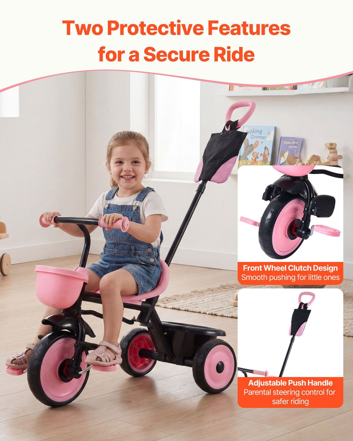 Toddler Tricycle & Stroller for 18 Months to 5 Year Old, Kids Trike with Parent Push Handle, Adjustable Seat & Storage for Outdoor Play, Tricycle for Toddlers, Birthday Toy for Boys and Girls