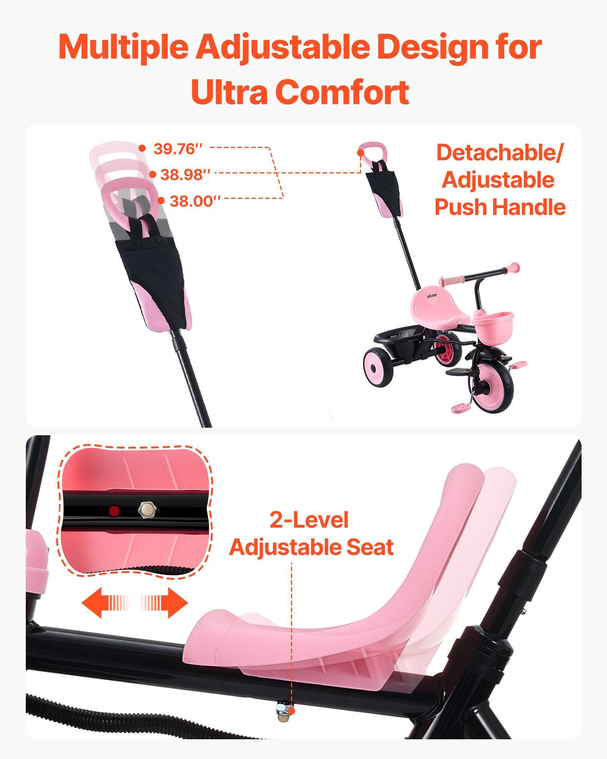 Toddler Tricycle & Stroller for 18 Months to 5 Year Old, Kids Trike with Parent Push Handle, Adjustable Seat & Storage for Outdoor Play, Tricycle for Toddlers, Birthday Toy for Boys and Girls