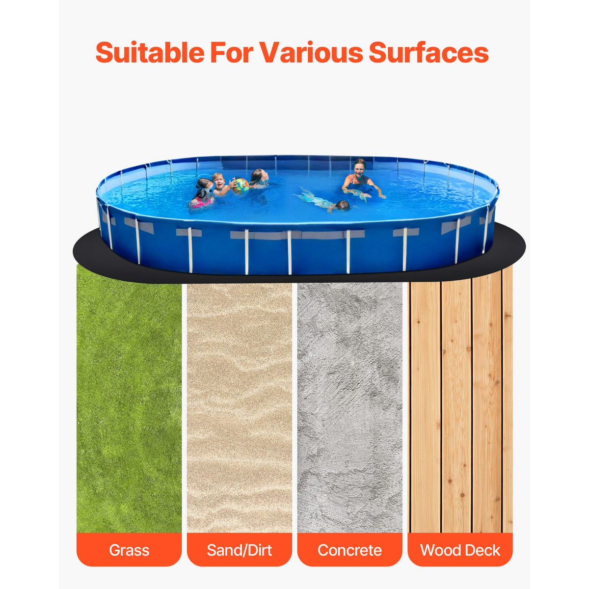 Oval Pool Liner Pad, 15 x 30 ft Pool Liner Pad for Above Ground Swimming Pools, Extra-Thick Pool Mat, Prevents Punctures, Recycled Geotextile Material Underlayment Pad, Extend Liner Life
