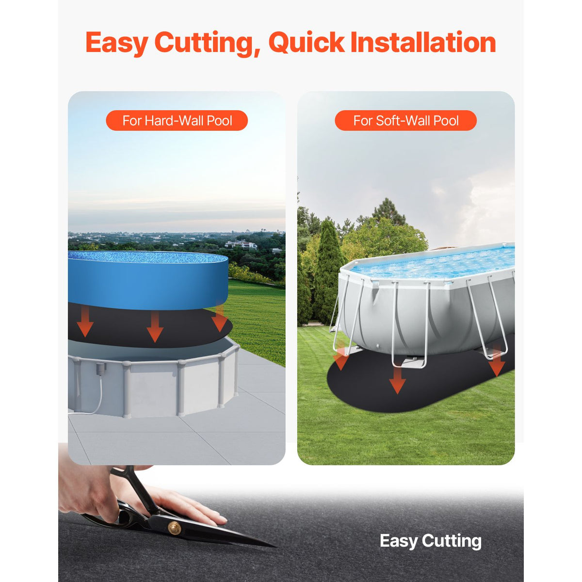 Oval Pool Liner Pad, 12 x 24 ft Pool Liner Pad for Above Ground Swimming Pools, Extra-Thick Pool Mat, Prevents Punctures, Recycled Geotextile Material Underlayment Pad, Extend Liner Life