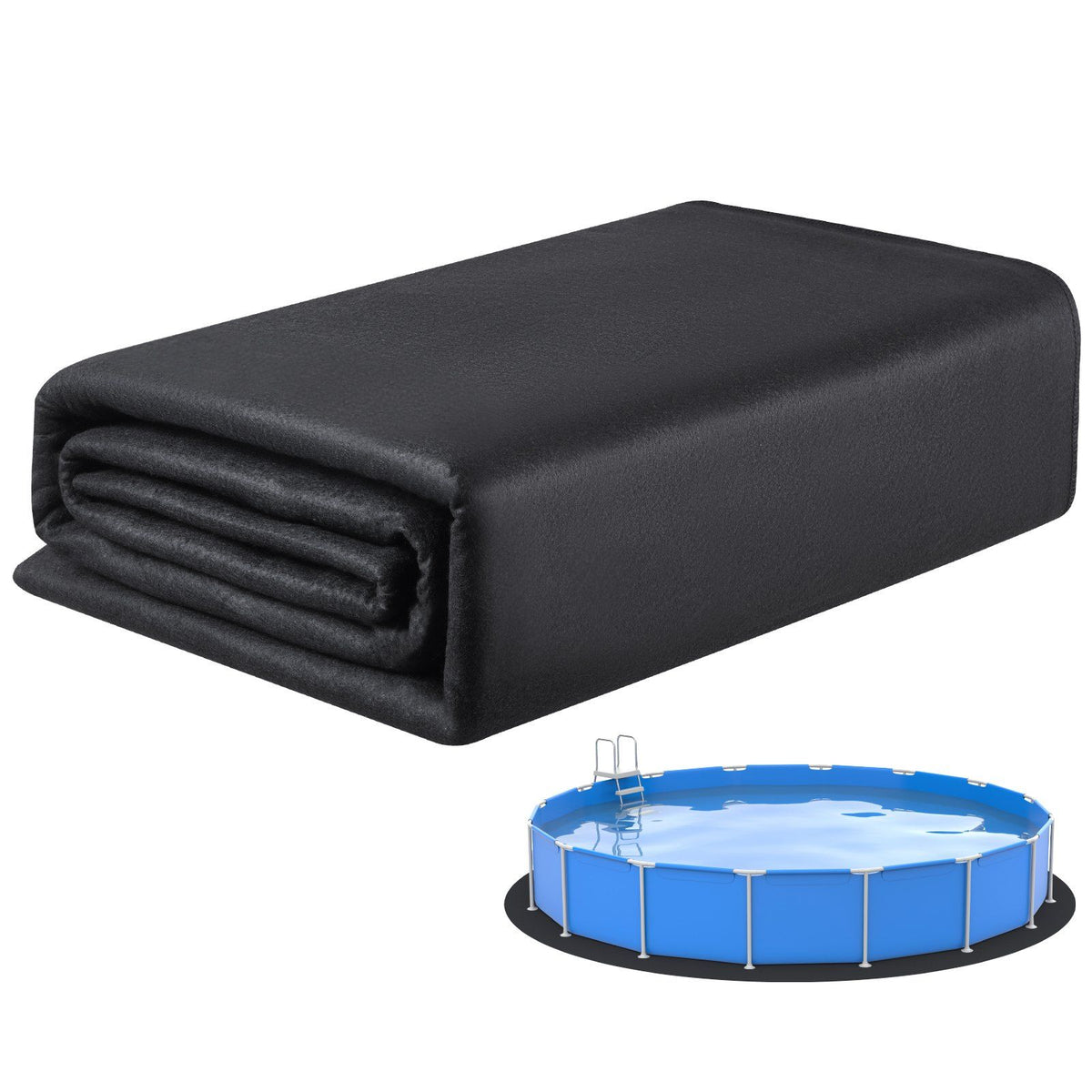 15ft Round Pool Liner Pad, Pool Liner Pad for Above Ground Swimming Pools, Extra-Thick Pool Mat, Prevents Punctures, Recycled Geotextile Material Underlayment Pad, Extend Liner Life