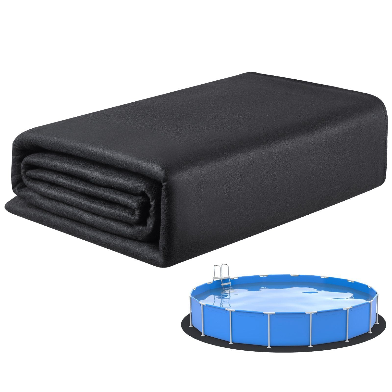 15ft Round Pool Liner Pad, Pool Liner Pad for Above Ground Swimming Pools, Extra-Thick Pool Mat, Prevents Punctures, Recycled Geotextile Material Underlayment Pad, Extend Liner Life