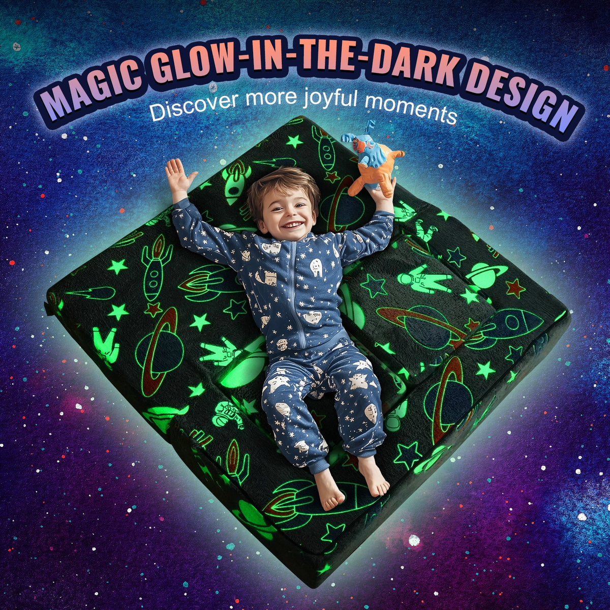 Modular Kids Play Couch 4Pcs DIY Glow in the Dark Toddler Chair Grey