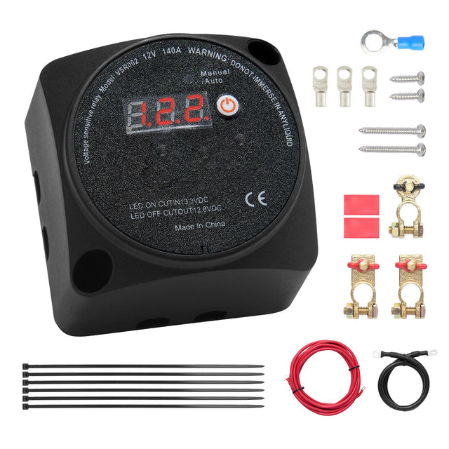 140A Dual Battery Isolator VSR Relay LCD Manual Auto 12V Vehicle Kit