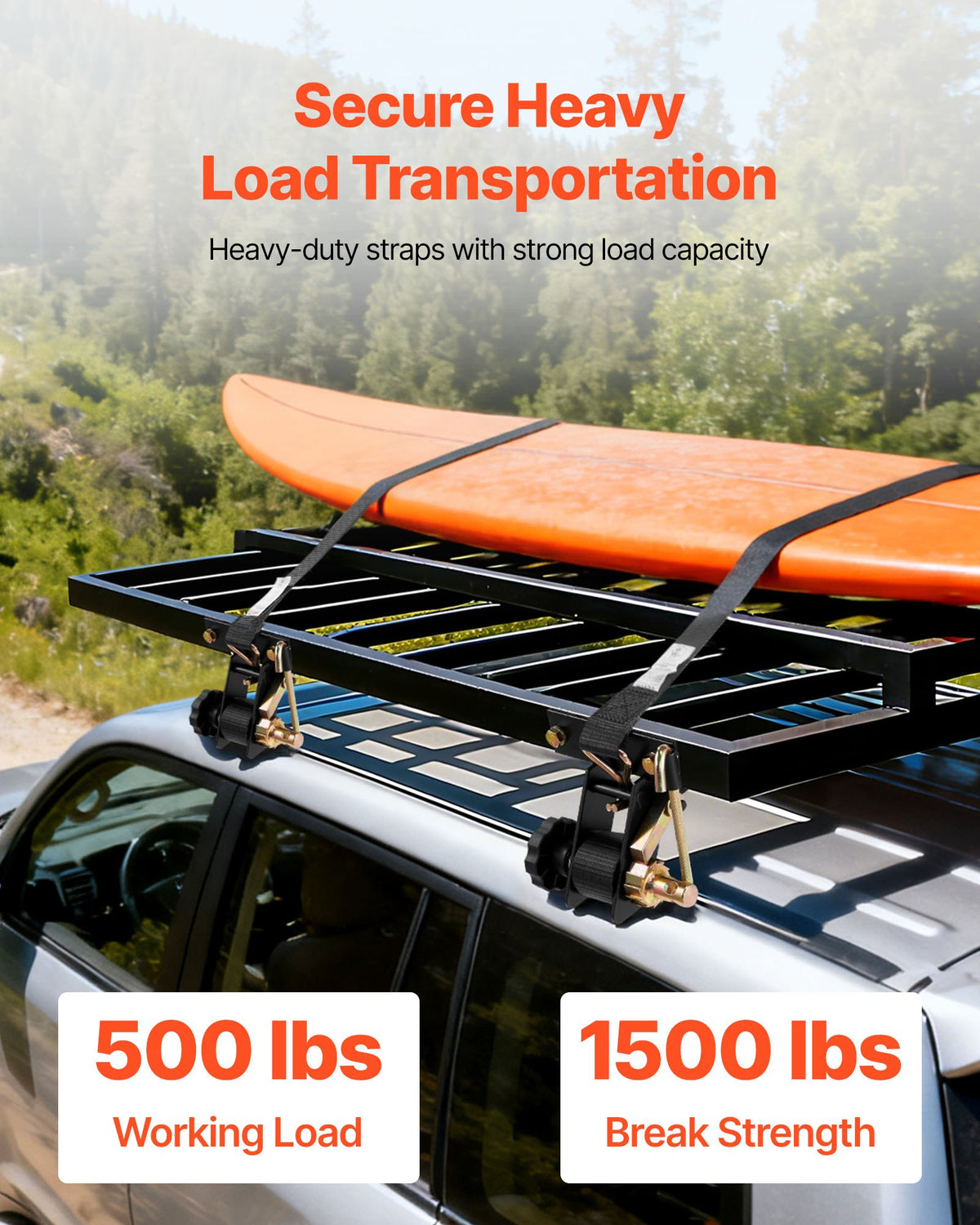 Ladder Rack Ratchet Straps, Black Square Tube Mount, 38 mm Wide x 2.25 m Long Black Ladder Rack Straps with Double J-Hooks, 226.8 kg Load Heavy Duty, Cargo Buckle Lock Strap (4 Pack)