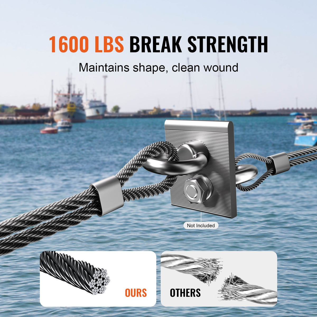 T316 Stainless Steel Cable 3.18mm 7x7 Steel Wire Rope 152.4m Cable Railing