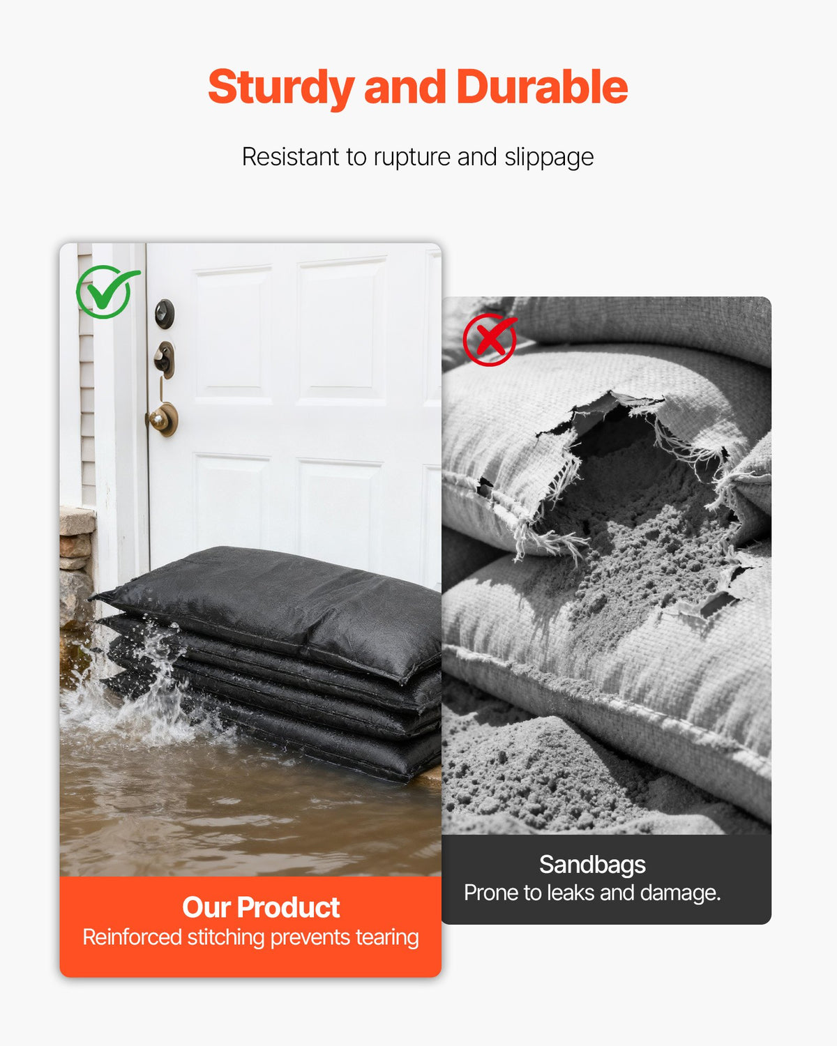 Flood Barrier, 6 Pack, 830 x 430 mm Flood Bags Activated by Water, Reusable Water Absorbent Barrier, Sandless Sandbags Blockage, Flooding Prevention Bags for Home, Doorways, Basement, Garage