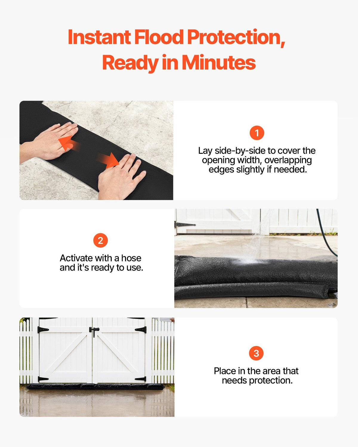 Flood Barrier, 4 Pack, 1530 x 210 mm Flood Bags Activated by Water, Reusable Water Absorbent Barrier, Sandless Sandbags Blockage, Flooding Prevention Bags for Home, Doorway, Basement, Garage