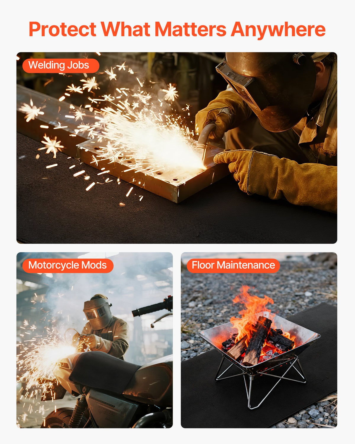 Carbon Felt Welding Blankets, 2-Pack 508mm x 914mm Flame Retardant Welding Blanket, Up to 1800°F Heat Resistant Safety Protection Blanket, 3.5mm Thickened Carbon Fiber Fireproof Insulation Mat