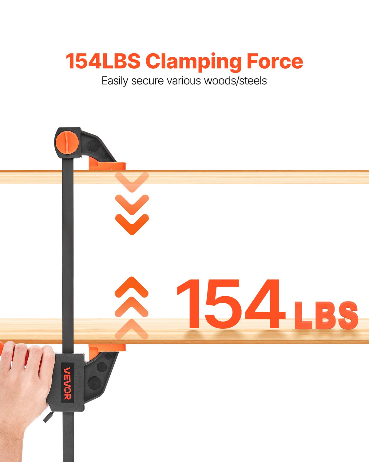Bar Clamps for Woodworking, 2-Pack 30.48 cm and 2-Pack 15.24 cm, One-Handed Clamp/Spreader, Quick-Grip F-Clamp with 70 kg Load Limit, Premium Plastic and Steel, for Woodworking Metal working