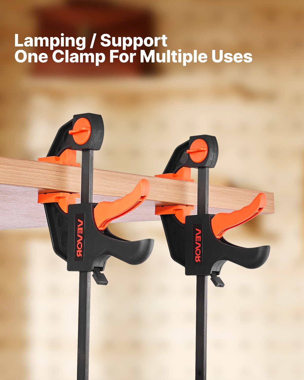 Bar Clamps for Woodworking, 2-Pack 30.48 cm and 2-Pack 15.24 cm, One-Handed Clamp/Spreader, Quick-Grip F-Clamp with 70 kg Load Limit, Premium Plastic and Steel, for Woodworking Metal working