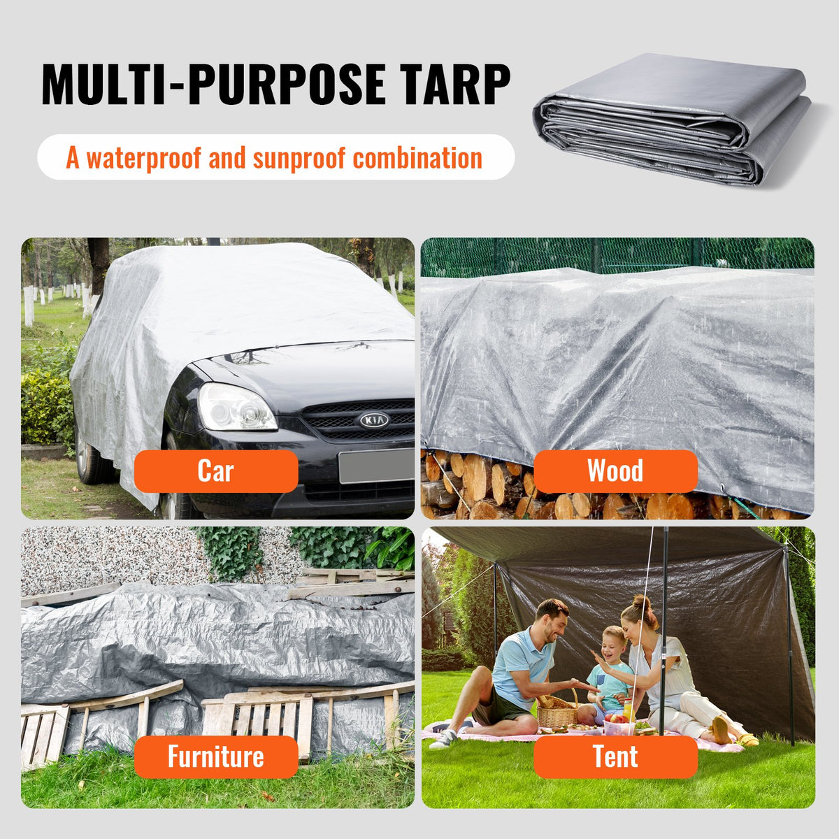 Tarp Waterproof Tarpaulin 20 x 30 ft 10 Mil Plastic Poly Tear UV Resistant