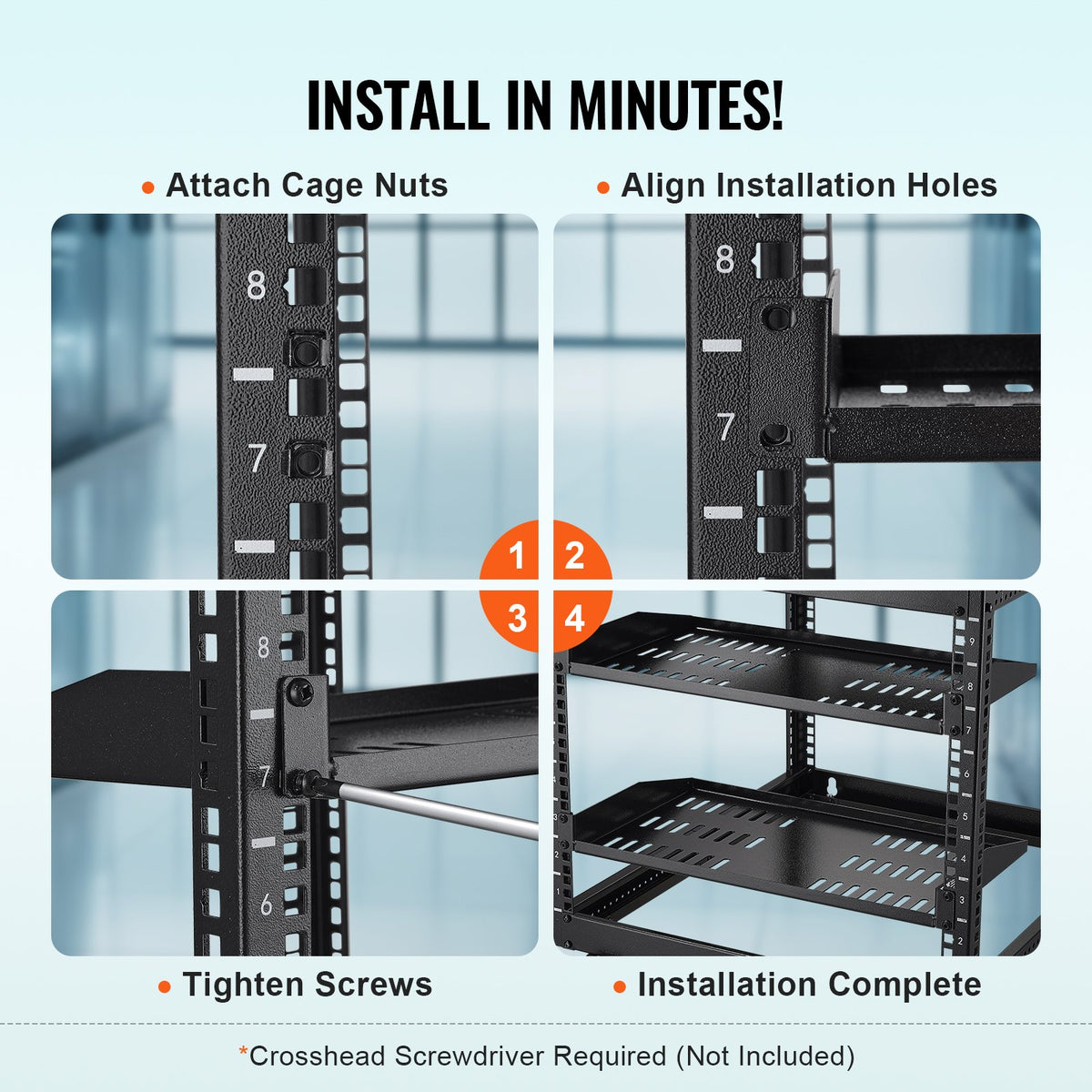 2PCS 1U Server Rack Shelf, 254mm Depth, 22.68kg Max Load Capacity Vented Cantilever or Wall Mount Rack Mount Shelf with Tray, Good Air Circulation for 482.6mm Network Cabinet or Equipment Rack