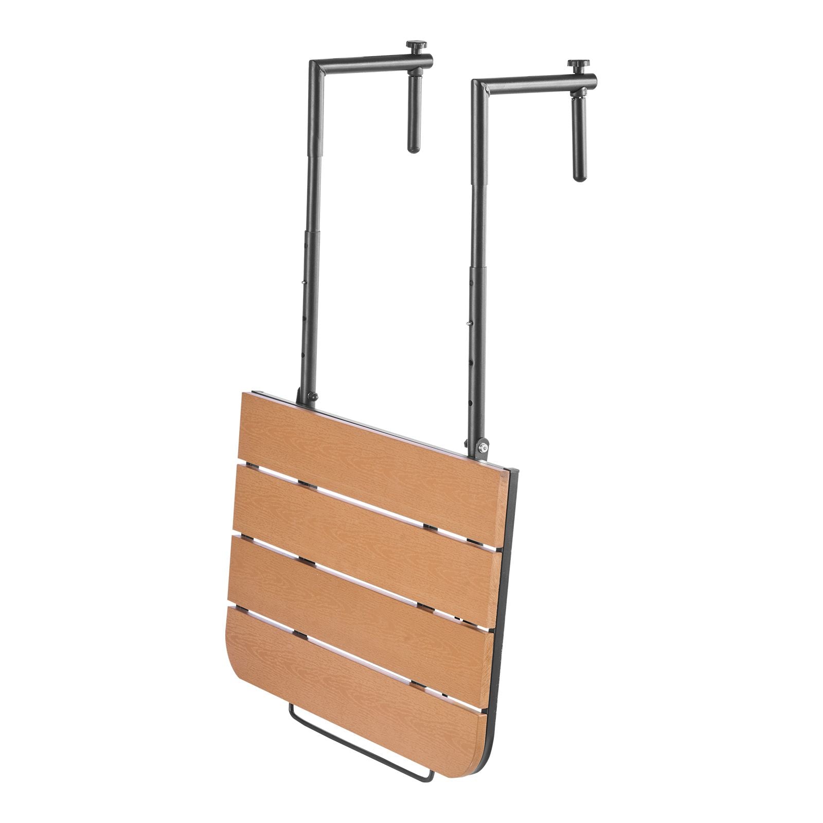 Balcony Hanging Table, 595 x 400 mm Folding Balcony Railing Table, Outdoor Balcony Bar Table for Railings, 4-Level Adjustable, Fit Railing from 1" to 8.27", Serving Table for Patio & Deck
