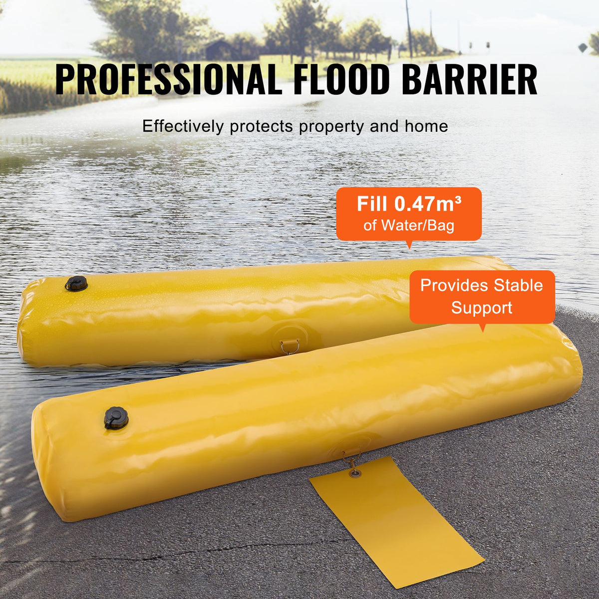 Flood Barriers, Sandbag Alternative Flood Bags 4 Pack, Flood Barrier for Home, Water Barriers for Flooding, Doorway, Driveway(4FTx6in)